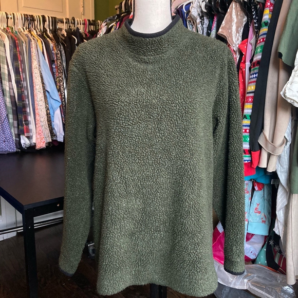 L.L.Bean Sweaters - Women's L.L.Bean Fleece Pullover M Olive Green